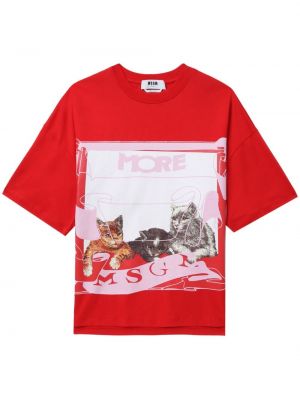 T-shirt con stampa Msgm rosso