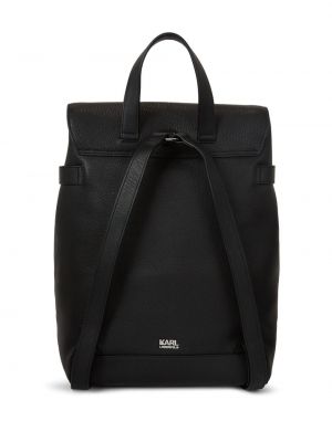 Kožený batoh s potiskem Karl Lagerfeld černý