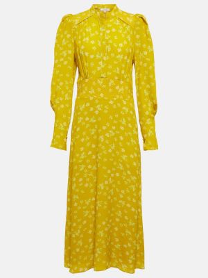 Svilena midi obleka s cvetličnim vzorcem Dorothee Schumacher rumena