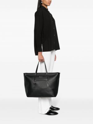 Leder shopper handtasche mit print Santoni schwarz