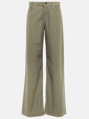 Βαμβακερό παντελόνι με χαμηλή μέση The Row πράσινο