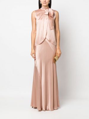 Saténové dlouhá sukně Alberta Ferretti růžové