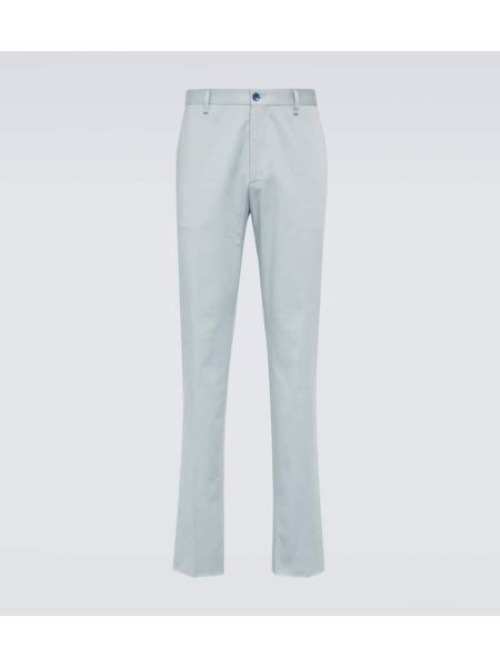 Pamučne chino hlače s vezom s paisley uzorkom Etro plava
