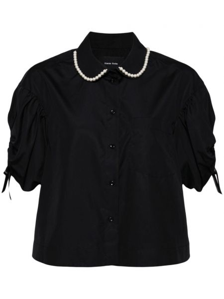 Kokvilnas krekls ar pērļu Simone Rocha melns