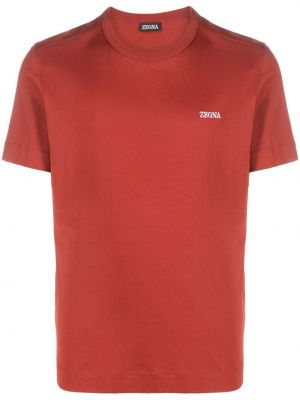 Medvilninis siuvinėtas marškinėliai Zegna oranžinė