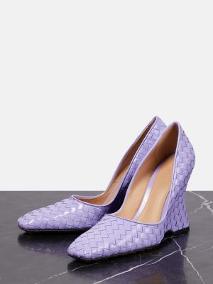Usnjene nizki čevlji Bottega Veneta vijolična