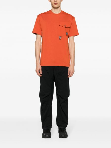 Bavlněné tričko s kapsami Moncler Grenoble oranžové