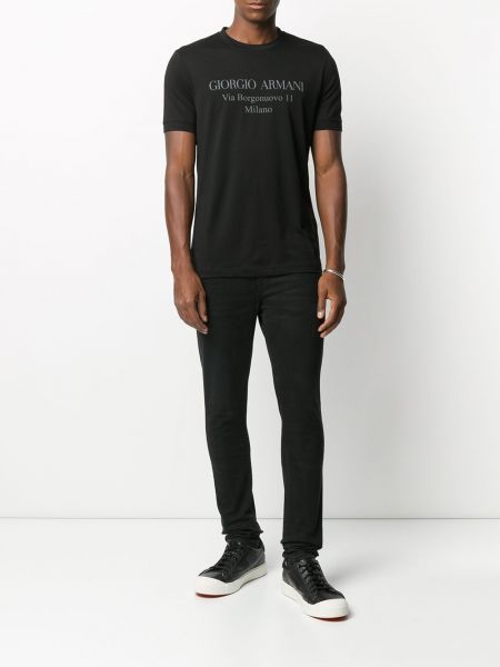 Tričko s potiskem Giorgio Armani černé