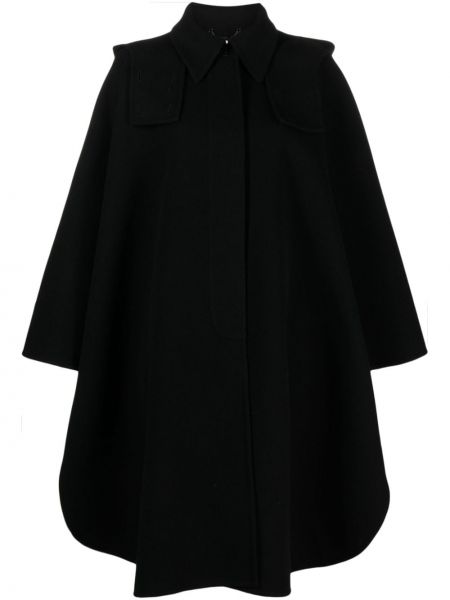 Černý vlněný kabát s kapucí Chloé