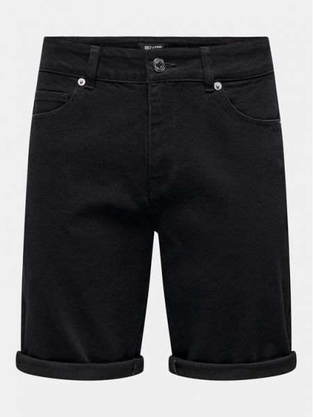 Priliehavé džínsové šortky Only & Sons čierna