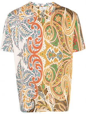 Bavlnené tričko s potlačou s paisley vzorom Etro oranžová