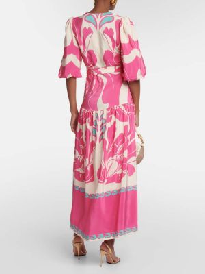 Μεταξωτή μάξι φόρεμα Adriana Degreas ροζ