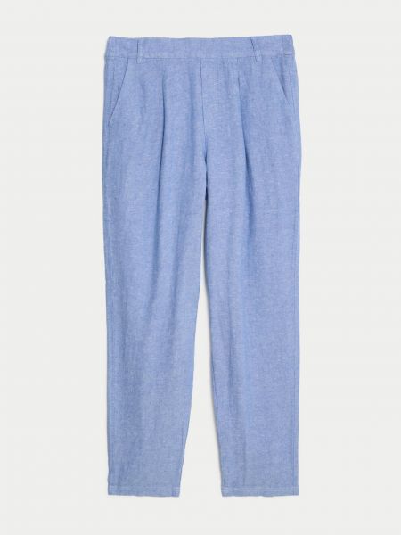 Lněné kalhoty Marks & Spencer modré