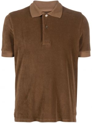 Žametna polo majica iz rebrastega žameta Tom Ford rjava