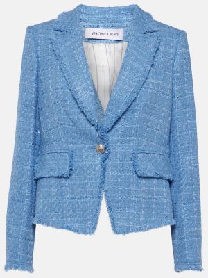 Βαμβακερός μπλέιζερ tweed Veronica Beard μπλε