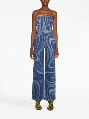 Jeansy z nadrukiem w abstrakcyjne wzory relaxed fit Pucci niebieskie