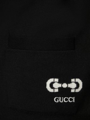 Gyapjú kardigán Gucci fekete