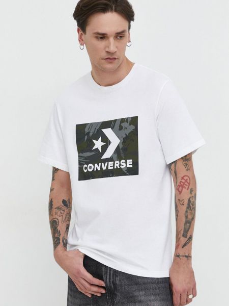 Koszulka bawełniana z nadrukiem Converse biała