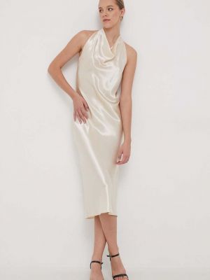 Sukienka midi dopasowana Calvin Klein beżowa