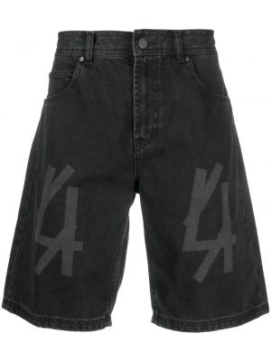 Pantaloni scurți din denim cu imagine cu croială lejeră 44 Label Group negru