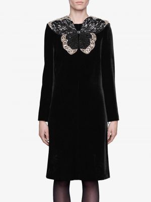 Aksamitna sukienka wieczorowa z cekinami Gucci czarna