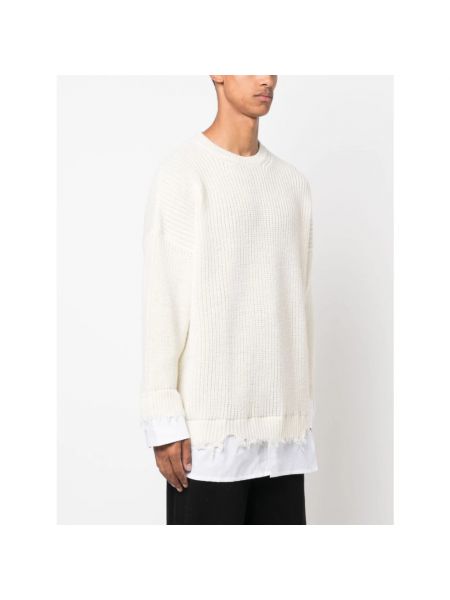 Jersey de lana de algodón de tela jersey Mm6 Maison Margiela blanco