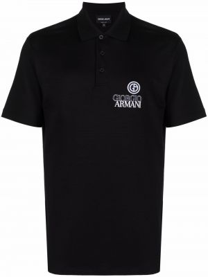 Brodert poloskjorte Giorgio Armani svart