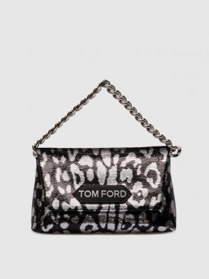 Черный леопардовый клатч с пайетками с принтом Tom Ford