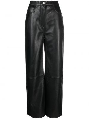 Kožené rovné kalhoty Samsøe Samsøe černé