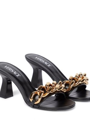 Kožené sandály Versace černé