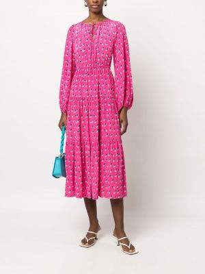 Midi šaty s kulatým výstřihem Dvf Diane Von Furstenberg růžové