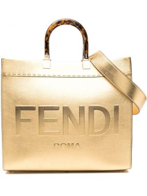 Тоут сумка с тиснением Fendi, золотая