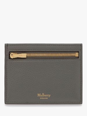 Классическая кожаная мини сумочка на молнии Mulberry серая