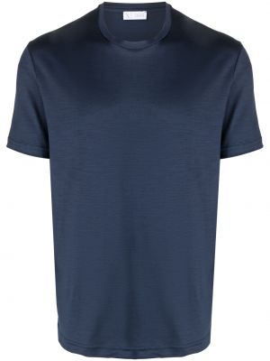 Вълнена тениска с кръгло деколте Xacus синьо