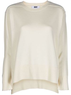 Vlnený sveter s okrúhlym výstrihom Dkny biela