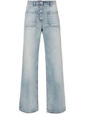 Haftowane proste jeansy Courreges niebieskie