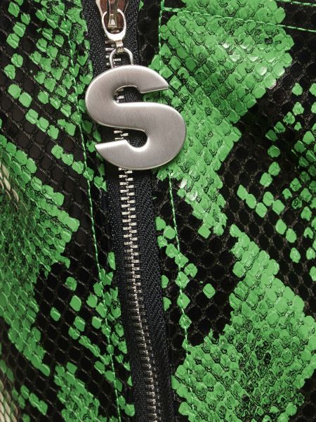 Top din piele cu imagine cu model piele de șarpe Simon Miller verde
