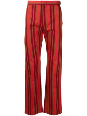 Pantalones rectos a rayas Comme Des Garçons Pre-owned rojo