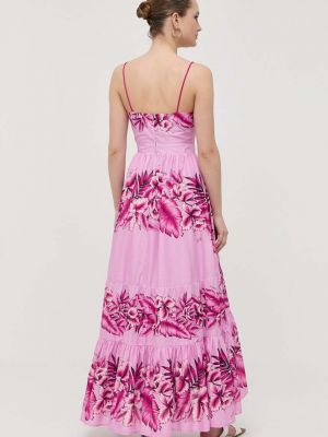 Bavlněné dlouhé šaty Pinko růžové