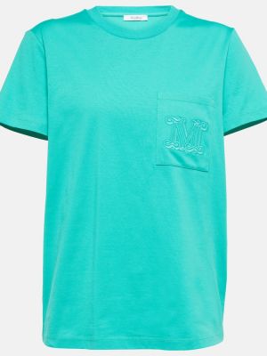 Kokvilnas t-krekls džersija Max Mara zaļš
