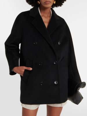Kašmírový vlnený krátký kabát Max Mara čierna