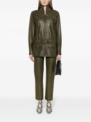 Pantalon en cuir Chanel Pre-owned vert