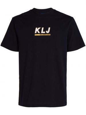 Pamut póló nyomtatás Karl Lagerfeld Jeans fekete