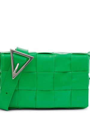 Kožna crossbody torbica Bottega Veneta zelena