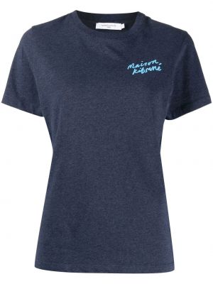 T-shirt z nadrukiem bawełniane z krótkim rękawem Maison Kitsune - niebieski