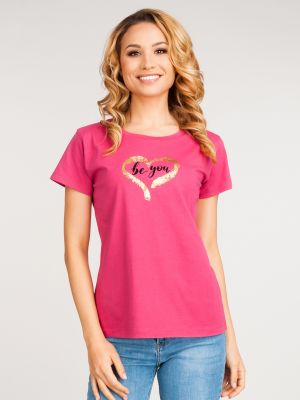 Bavlněné tričko Yoclub růžové