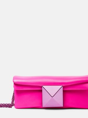 Kožená listová kabelka Valentino Garavani ružová
