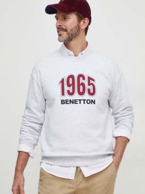 Bluza bawełniana z nadrukiem United Colors Of Benetton szara
