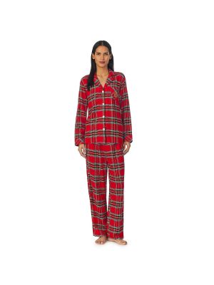 Pijama de algodón Lauren Ralph Lauren rojo