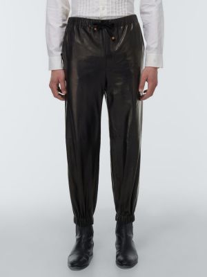 Pantaloni sport din piele Gucci negru